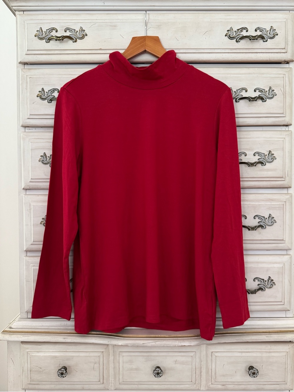 Chico’s Red Turtleneck Top - Picture 2 of 5